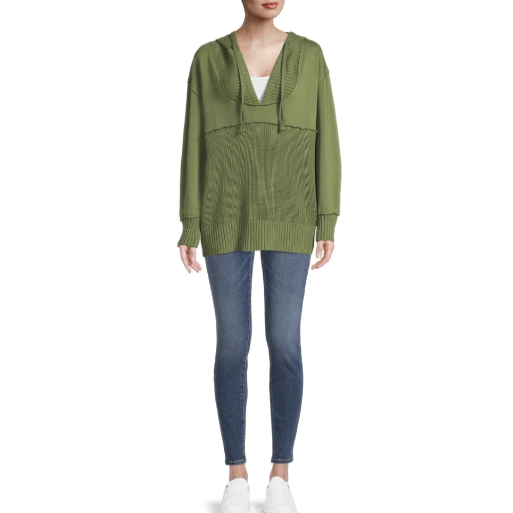 Time and Tru Women's Mixed Media Hoodie